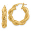 14K Polished and Textured Twisted Hoop Earrings