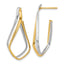 Twisted J-Hoop Stud Earrings in 14K Two-Tone Gold, 16x36mm Diamond-Cut - Sophia Jewelers