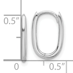 14K White Gold Polished Oval Hinged Hoop Earrings
