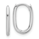 14K White Gold Polished Oval Hinged Hoop Earrings