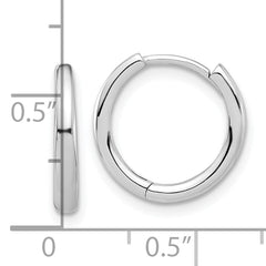 14K White Gold Polished Hinged Hoop Earrings