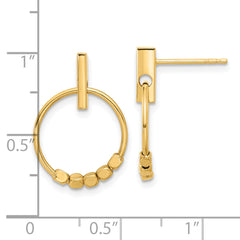 14K Polished Circle Dangle Post Earrings