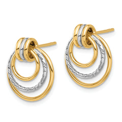 14K Two-tone Polished Circle Drop Post Earrings