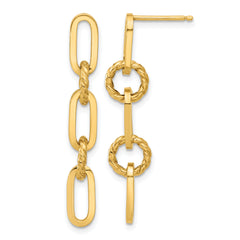 14K Polished Chain Link Dangle Post Earrings