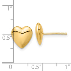 14K Polished Puffed Heart Post Earrings