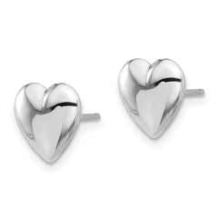 14K White Gold Polished Puffed Heart Post Earrings