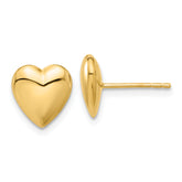 14K Polished Puffed Heart Post Earrings