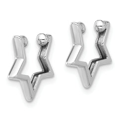 14K White Gold Polished Star Pair of Cuff Earrings