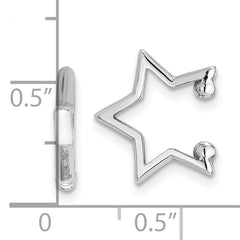 14K White Gold Polished Star Pair of Cuff Earrings