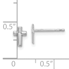 14K White Gold Polished Cross Post Earrings