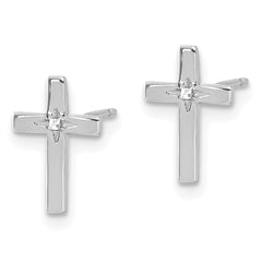 14k White Gold Cross Post Earrings