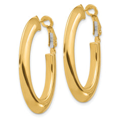 14K Polished Knife Edge Oval Hoop Omega Back Earrings