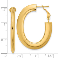 14K Polished Knife Edge Oval Hoop Omega Back Earrings