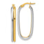 14K with White Rhodium Polished 4.00mm x 33mm Oval Hoop Earrings