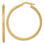 14k Polished Diamond-cut Textured 2.00 x 32mm Tube Hoop Earrings