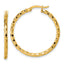 14k Polished 2.3 x 30mm Textured Tube Hoop Earrings