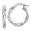 14k White Gold Polished Twisted 2.75 x 20mm Tube Hoop Earrings