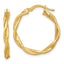 14k Polished Twisted 2.75 x 25mm Tube Hoop Earrings