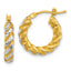 14k with White Rhodium Polished Diamond-cut Twisted 3.75mm Tube Hoop Earrings