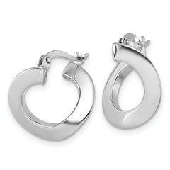 14k White Gold Polished Twisted Tube Hoop Earrings