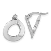 14k White Gold Polished Twisted Tube Hoop Earrings