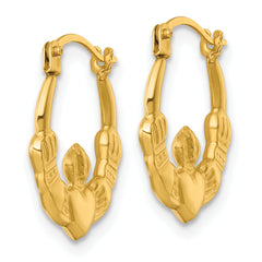 14k Polished 14.00mm Claddagh Hollow Hoop Earrings