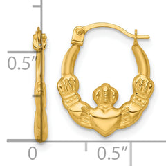 14k Polished 14.00mm Claddagh Hollow Hoop Earrings