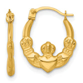 14k Polished 14.00mm Claddagh Hollow Hoop Earrings