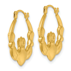14k Polished 20.00mm Claddagh Hollow Hoop Earrings
