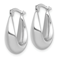 14k White Gold Polished Tapered Hollow Hoop Earrings