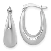14k White Gold Polished Tapered Hollow Hoop Earrings