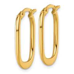 14k Polished Oval Tapered Tube Hoop Earrings