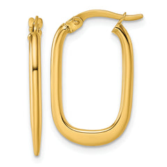 14k Polished Oval Tapered Tube Hoop Earrings