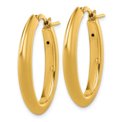 14k Polished Knife-edge 4mm x 30mm Puffed Oval Hoop Earrings