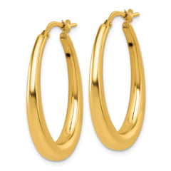 14k Polished 4mm x 30mm Graduated Puffed Oval Hoop Earrings