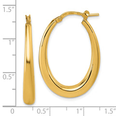 14k Polished 4mm x 30mm Graduated Puffed Oval Hoop Earrings