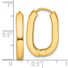 14k Polished 3.25mm Oval Square Tube Hinged Hoop Earrings