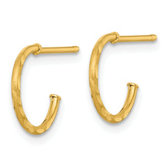 14k Polished 1.2 x 12mm Diamond-cut Solid C-Hoop Post Earrings