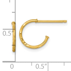 14k Polished 1.2 x 12mm Diamond-cut Solid C-Hoop Post Earrings