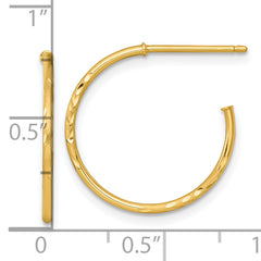 14k Polished 1.2 x 20mm Diamond-cut Solid C-Hoop Post Earrings