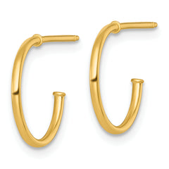 14k Polished 1.2 x 14mm Solid C-Hoop Post Earrings