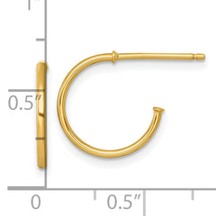 14k Polished 1.2 x 14mm Solid C-Hoop Post Earrings