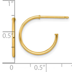 14k Polished 1.2 x 16mm Solid C-Hoop Post Earrings