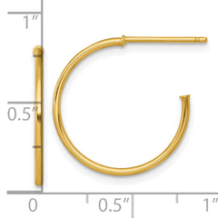 14k Polished 1.2 x 20mm Solid C-Hoop Post Earrings