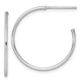 14k White Gold Polished 1.2 x 25mm Solid C-Hoop Post Earrings