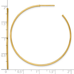 14k Polished 1.2 x 50mm Solid C-Hoop Post Earrings