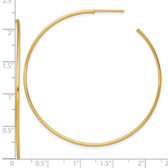 14k Polished 1.2 x 55mm Solid C-Hoop Post Earrings