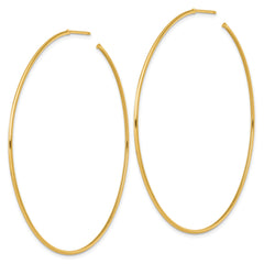 14k Polished 1.2 x 65mm Solid C-Hoop Post Earrings