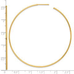 14k Polished 1.2 x 65mm Solid C-Hoop Post Earrings