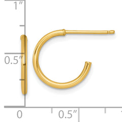 14k Polished 1.5 x 14mm Solid C-Hoop Post Earrings